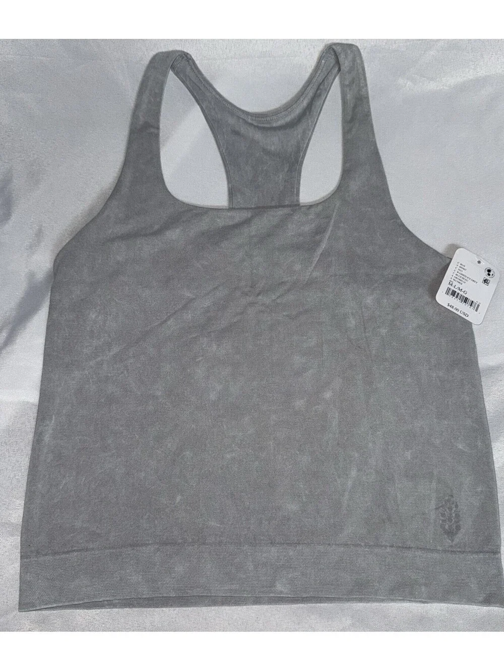 NEW FREE PEOPLE FP Movement Go To Smooth Square Neck Cami Washed Ice Gray M/L